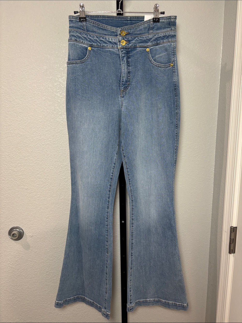 INC International Concepts Light Blue High-Rise Flare Jeans 14w 12r 32L